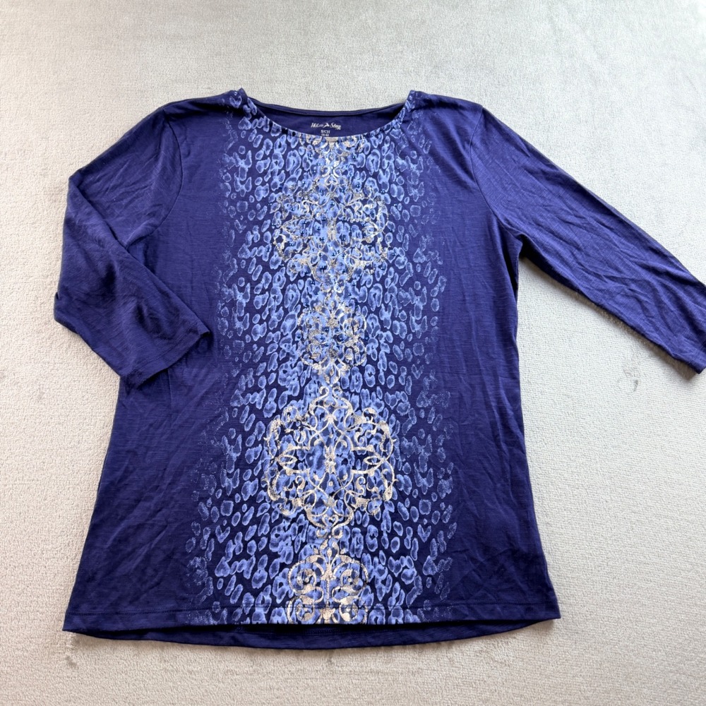 White Stag Purple Graphic 3/4 Sleeve Top Women's Small 4-6